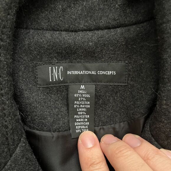 INC International Concepts Women's Wool Blend Pea Coat Dark Gray Size M - Picture 2 of 7